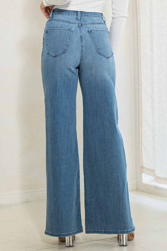 Biola High rise front slits wide jeans