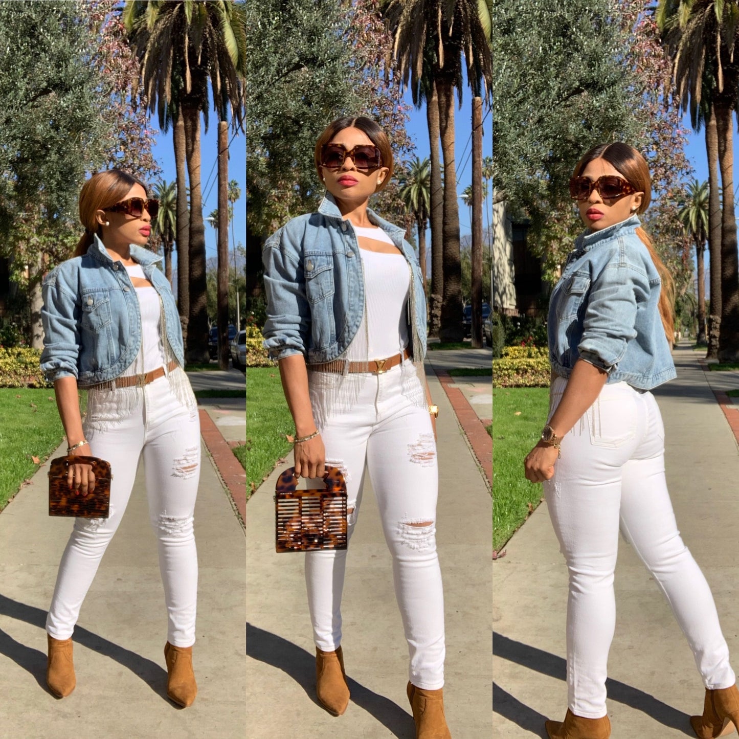 black fringe denim jacket