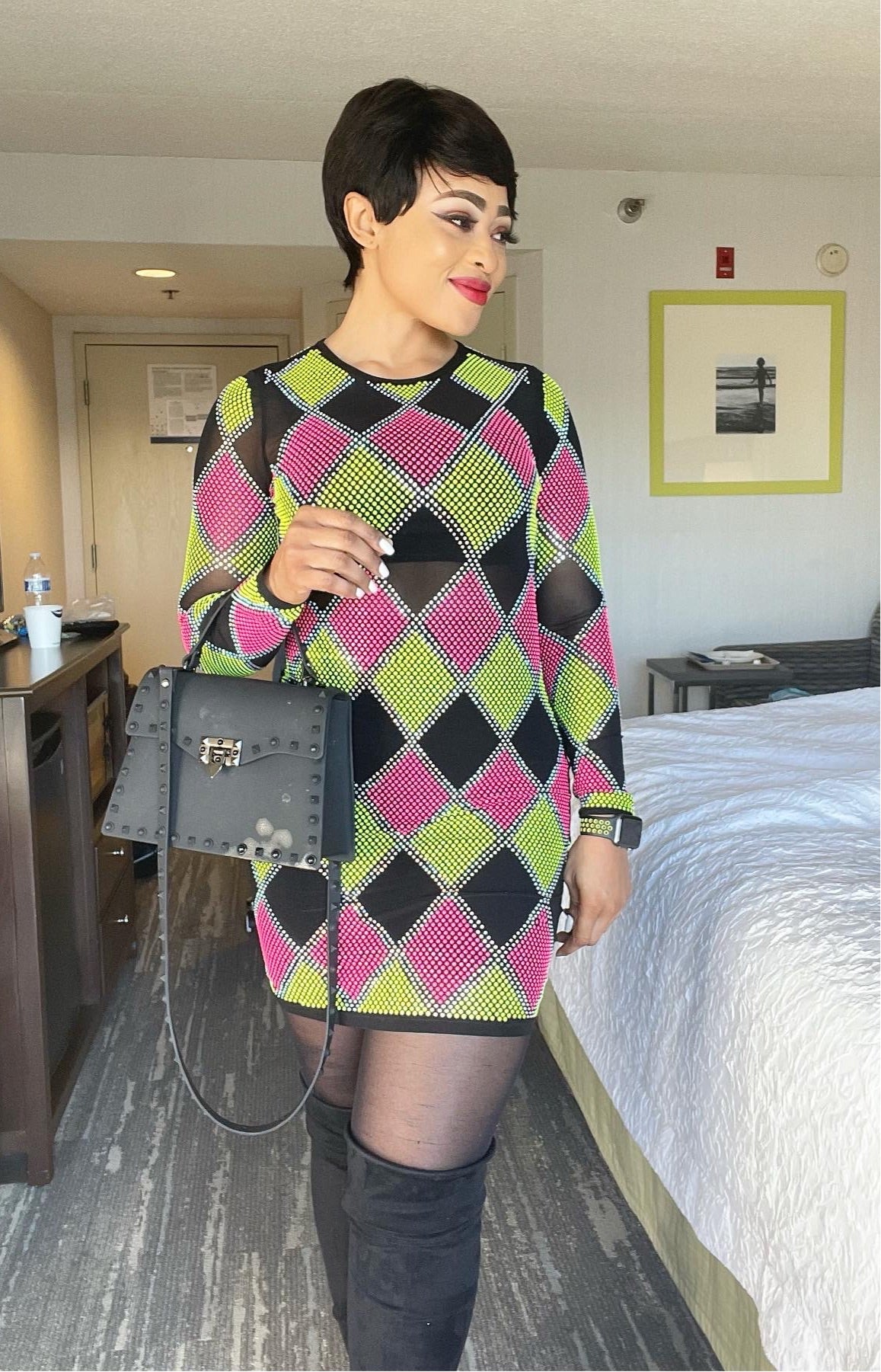 Rhinestone Mini Dress