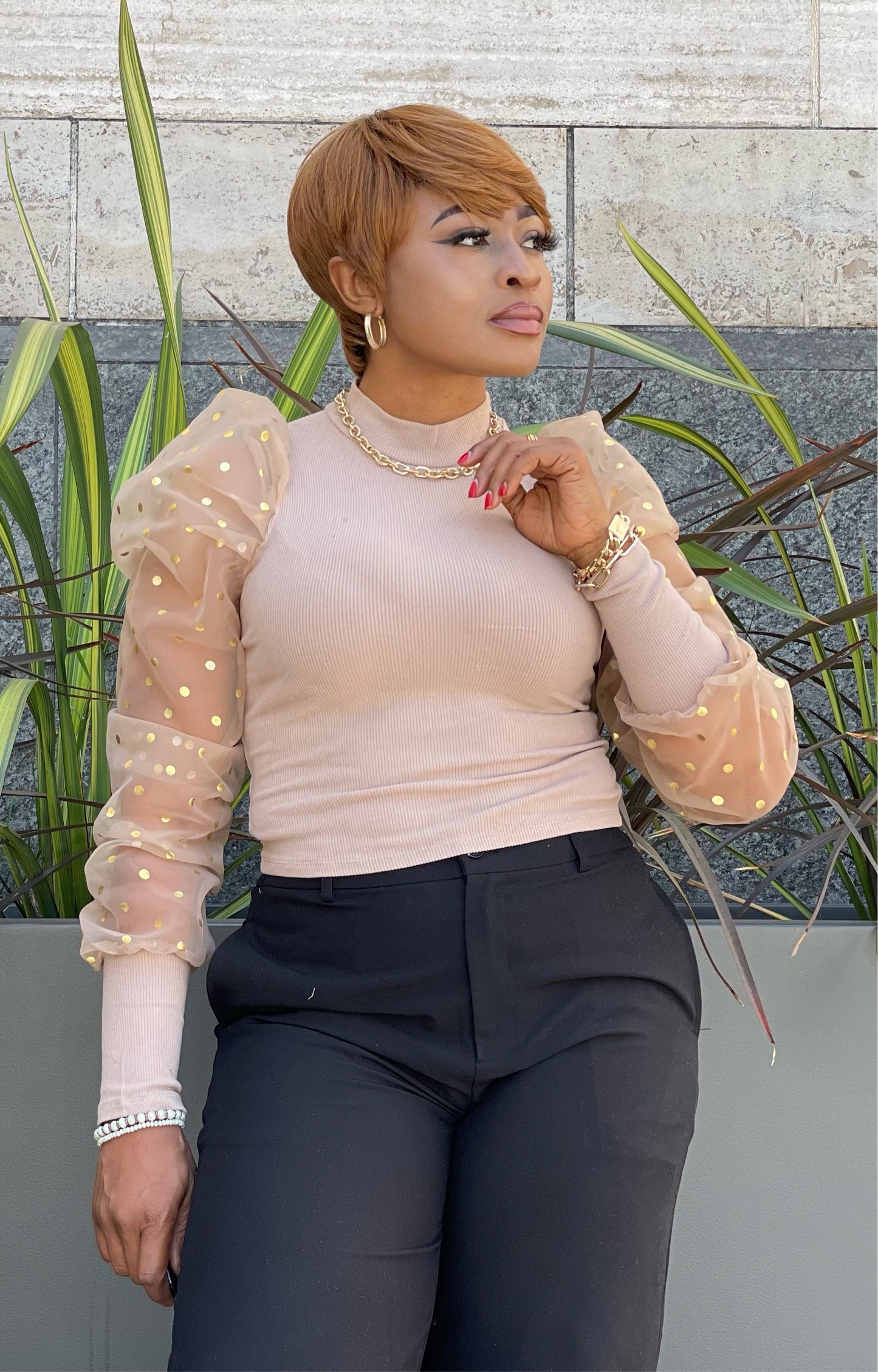 long sleeve mock neck top