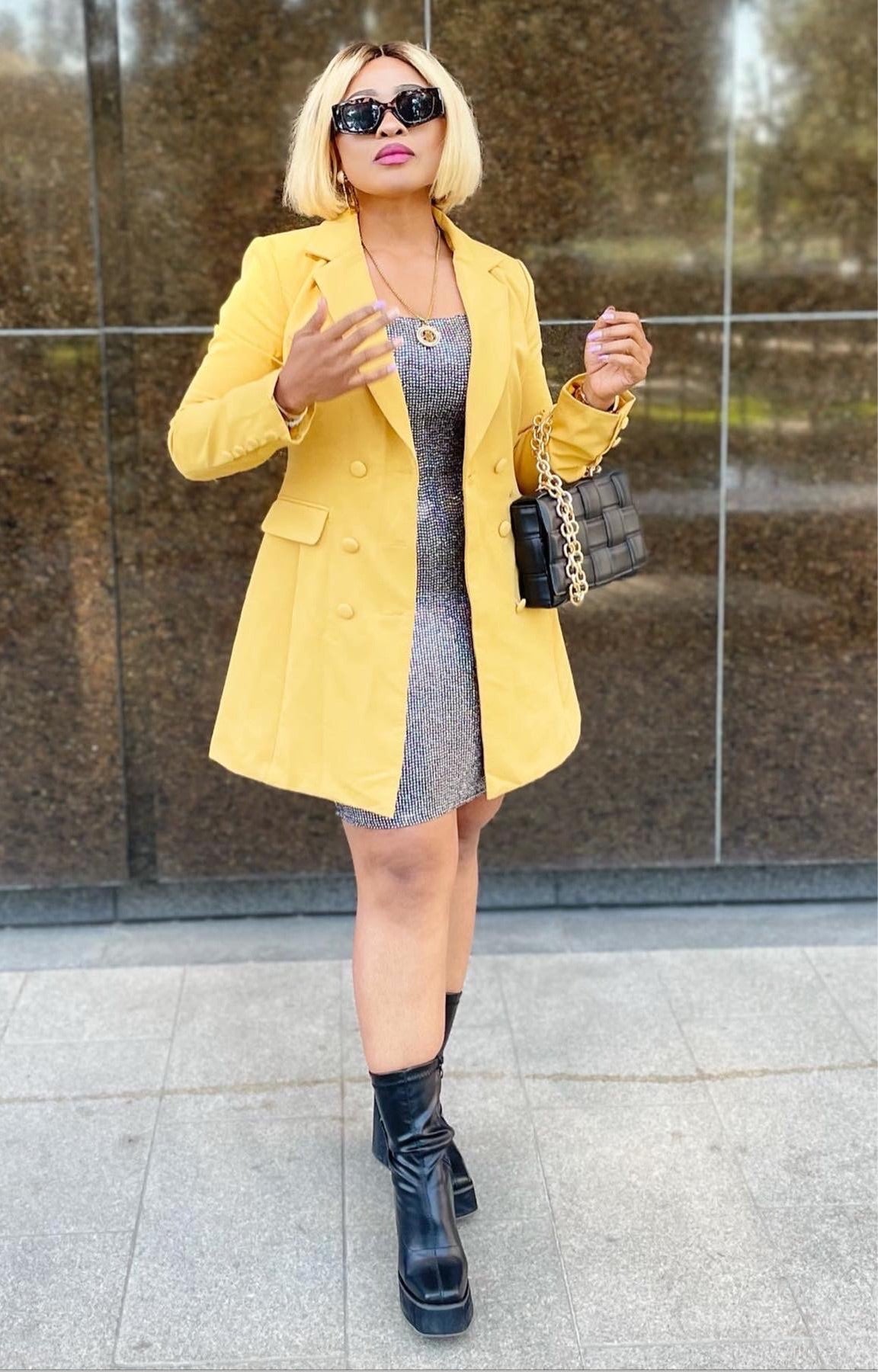 blazer dress ladies JOJO Blazer dress LARGE / MUSTARD
