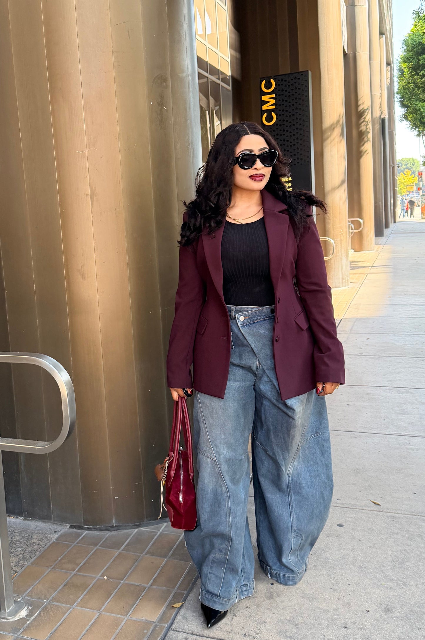 Vintage Washed Denim Wide Pants