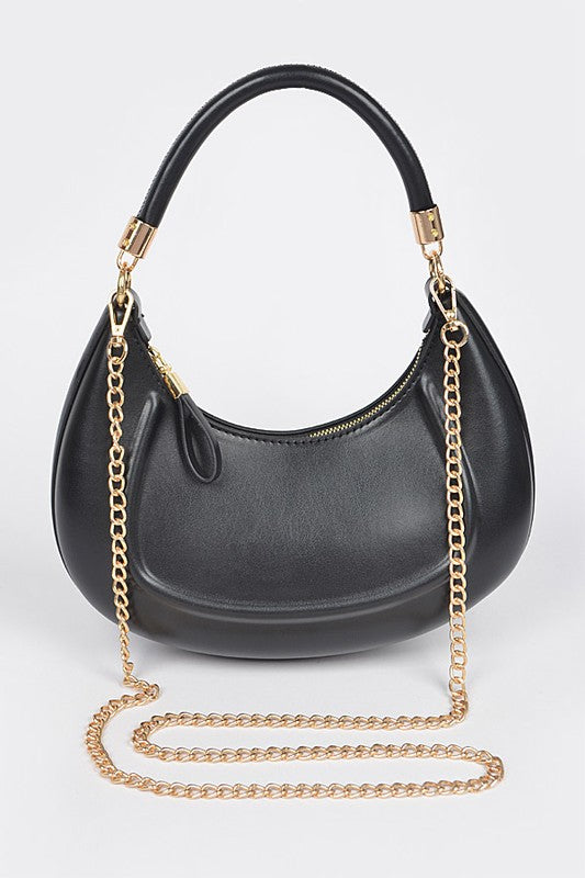 Nasa Faux Leather Chain Hobo Bag
