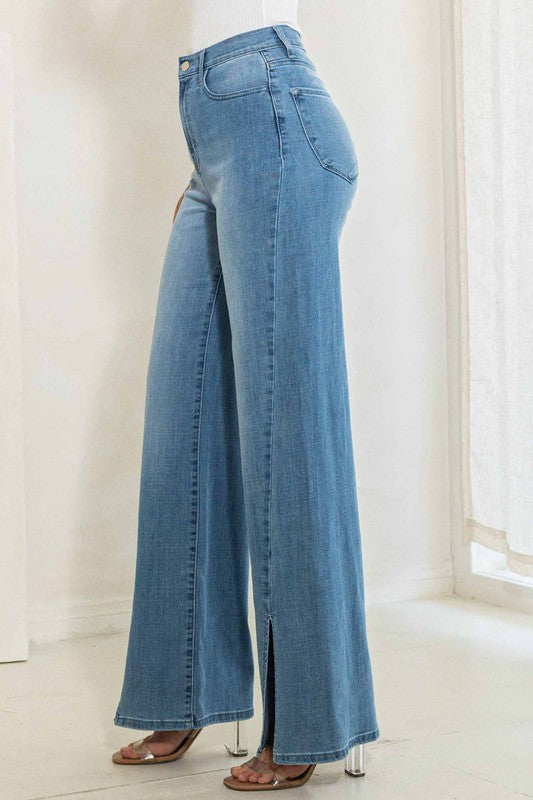 Biola High rise front slits wide jeans