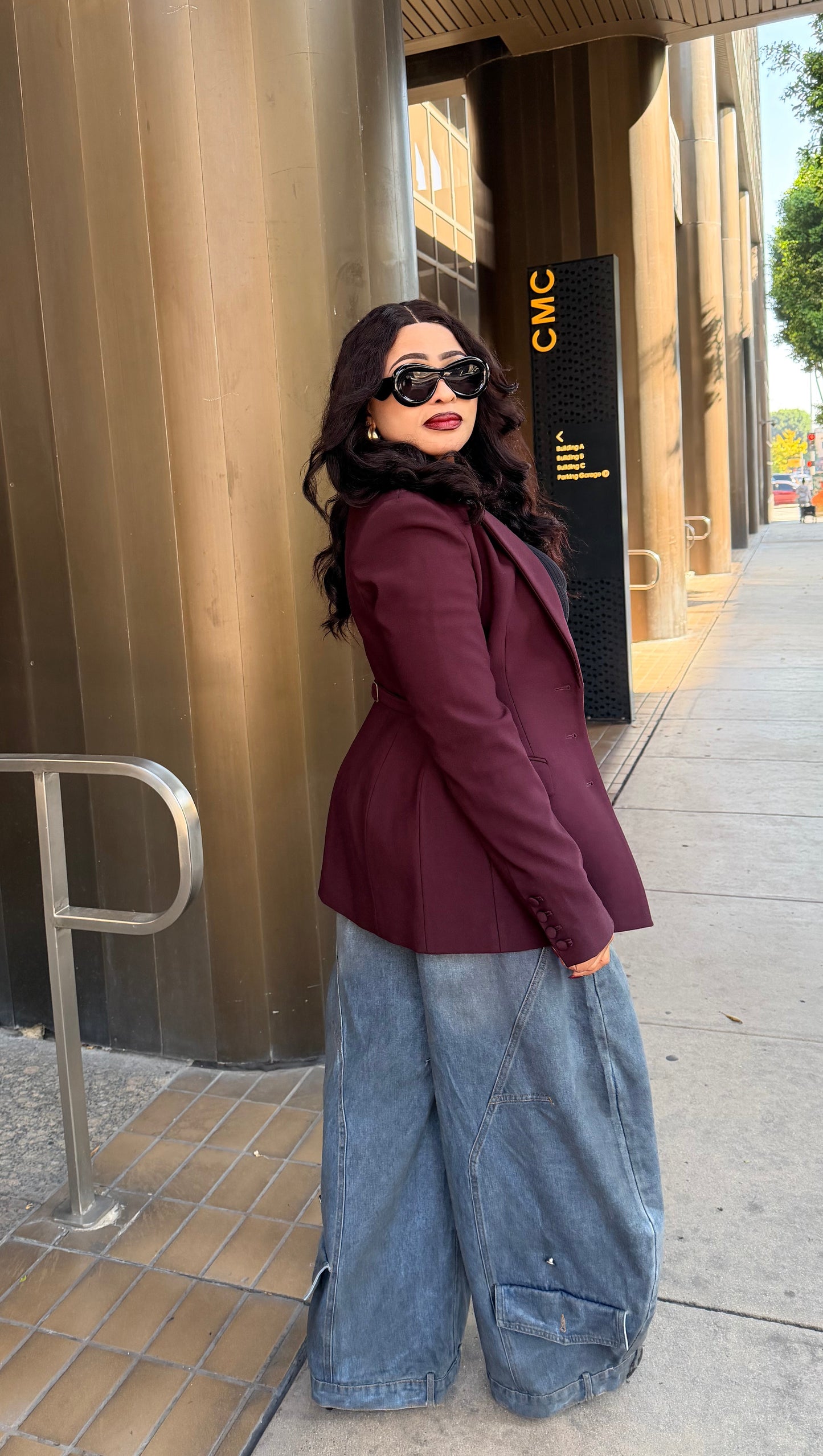 Vintage Washed Denim Wide Pants