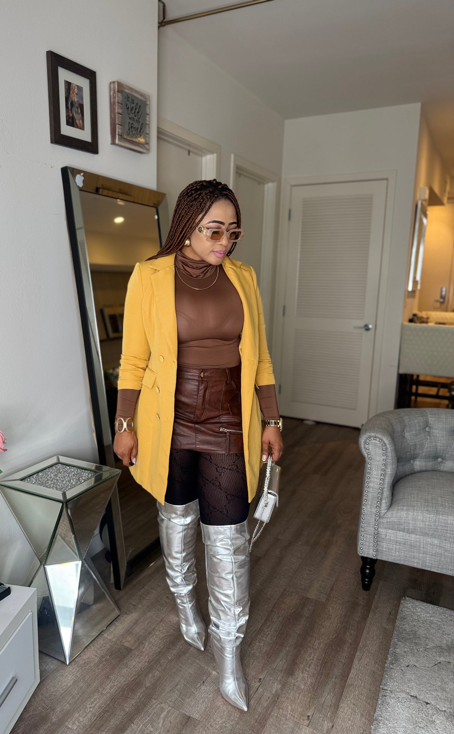 Faux Leather Zipper Detail Mini Skirt