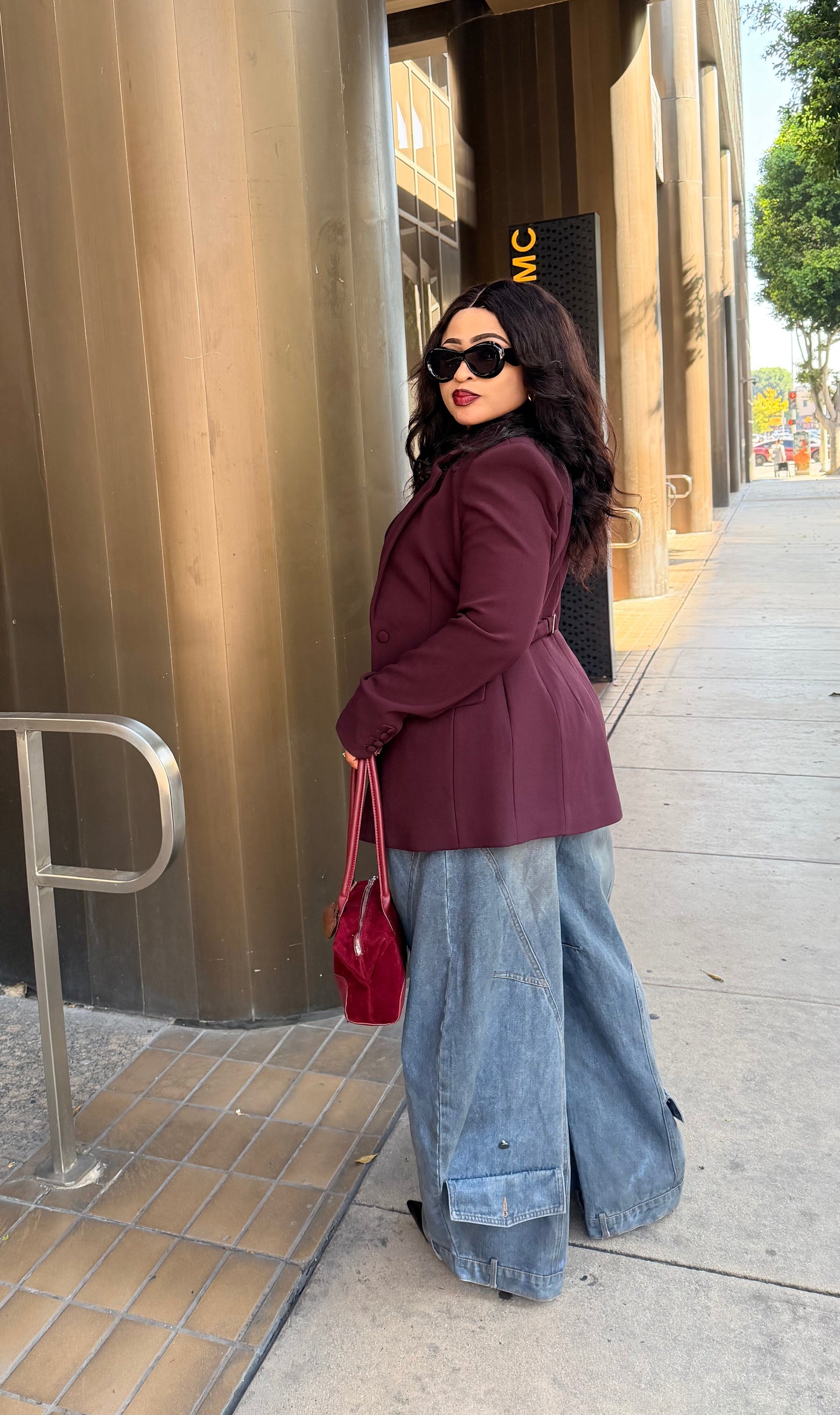 Vintage Washed Denim Wide Pants