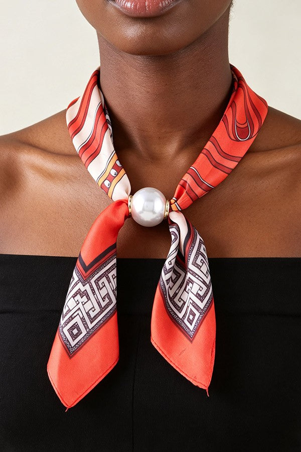 Silk Scarf With Pearl Accent