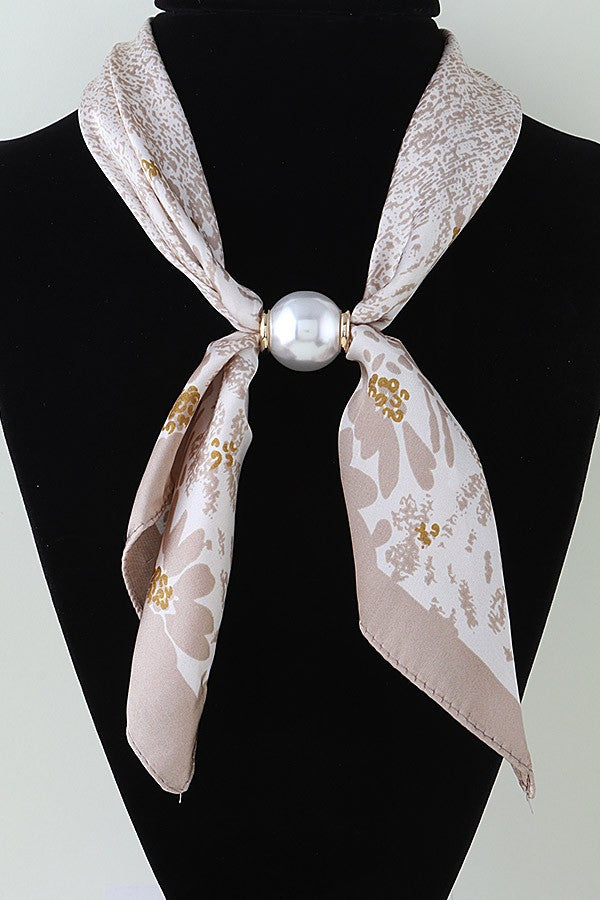 Silk Scarf With Pearl Accent