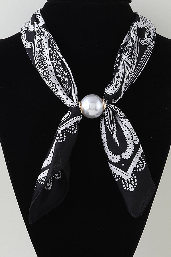 Silk Scarf With Pearl Accent