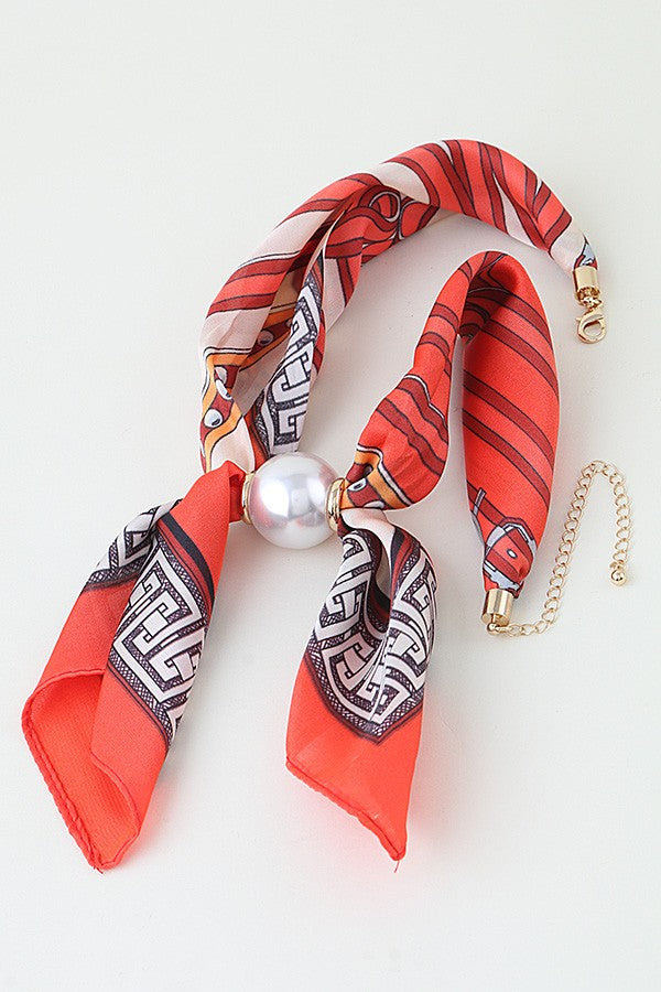 Silk Scarf With Pearl Accent