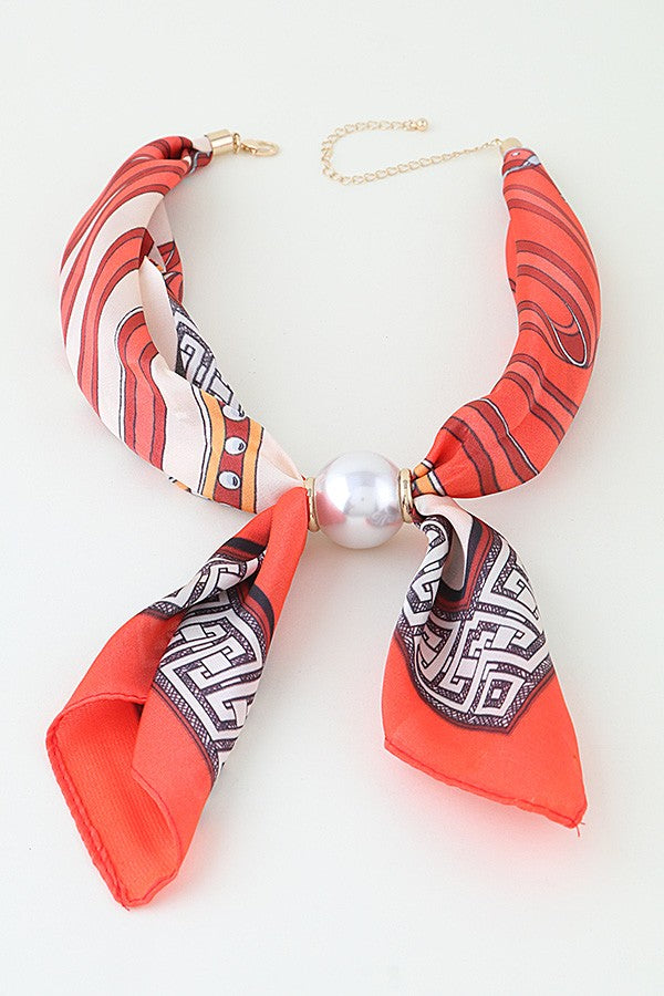Silk Scarf With Pearl Accent