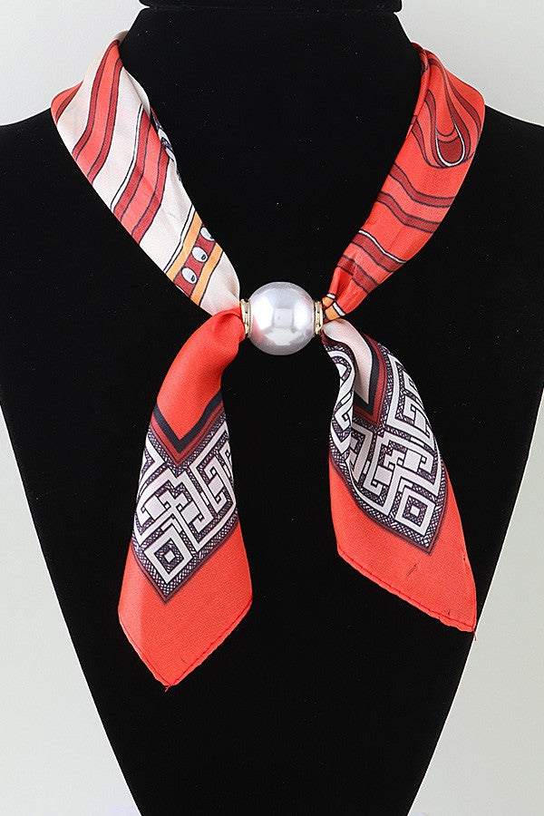Silk Scarf With Pearl Accent