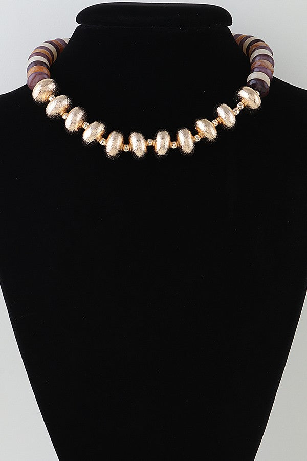 Statement Bead Necklace - 008