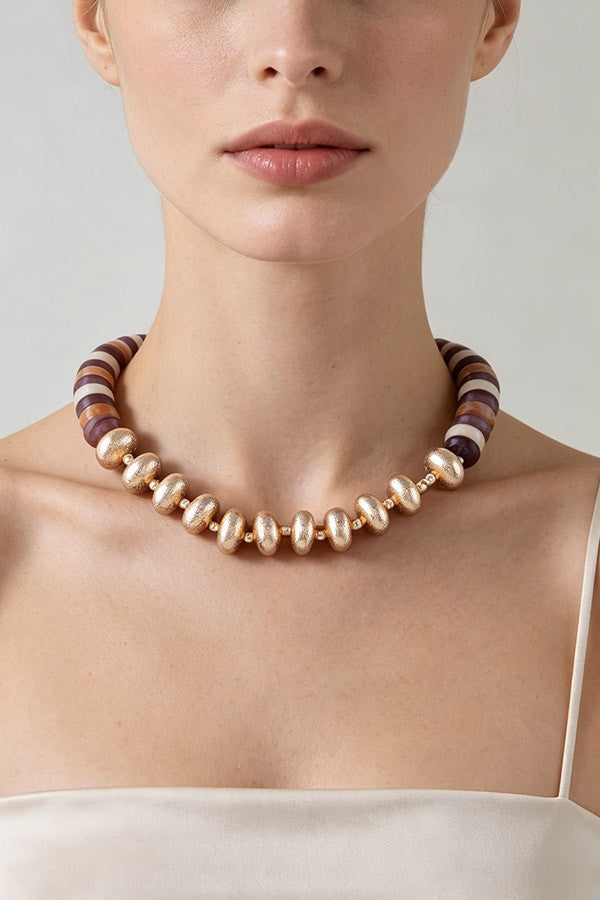 Statement Bead Necklace - 008