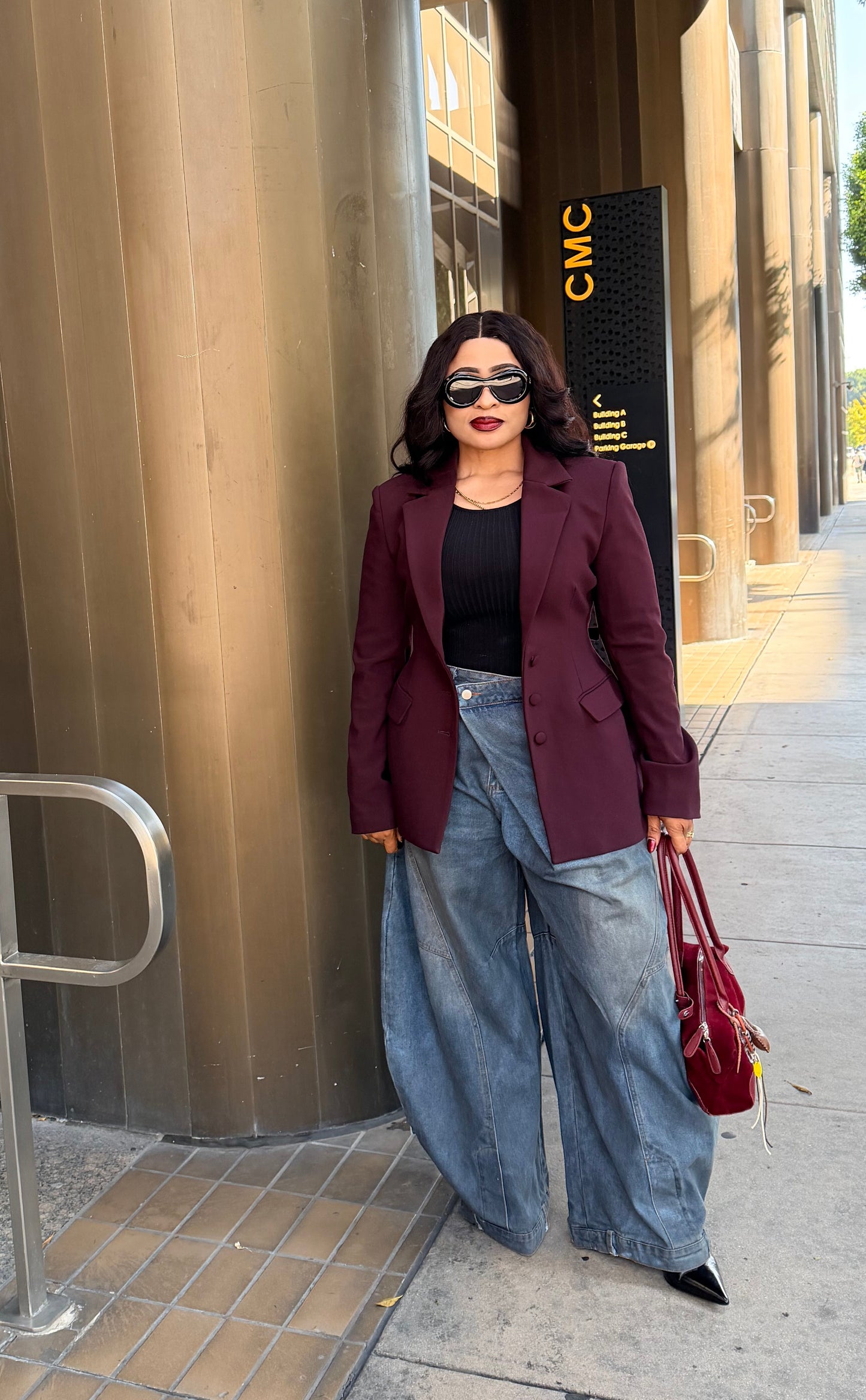 Vintage Washed Denim Wide Pants