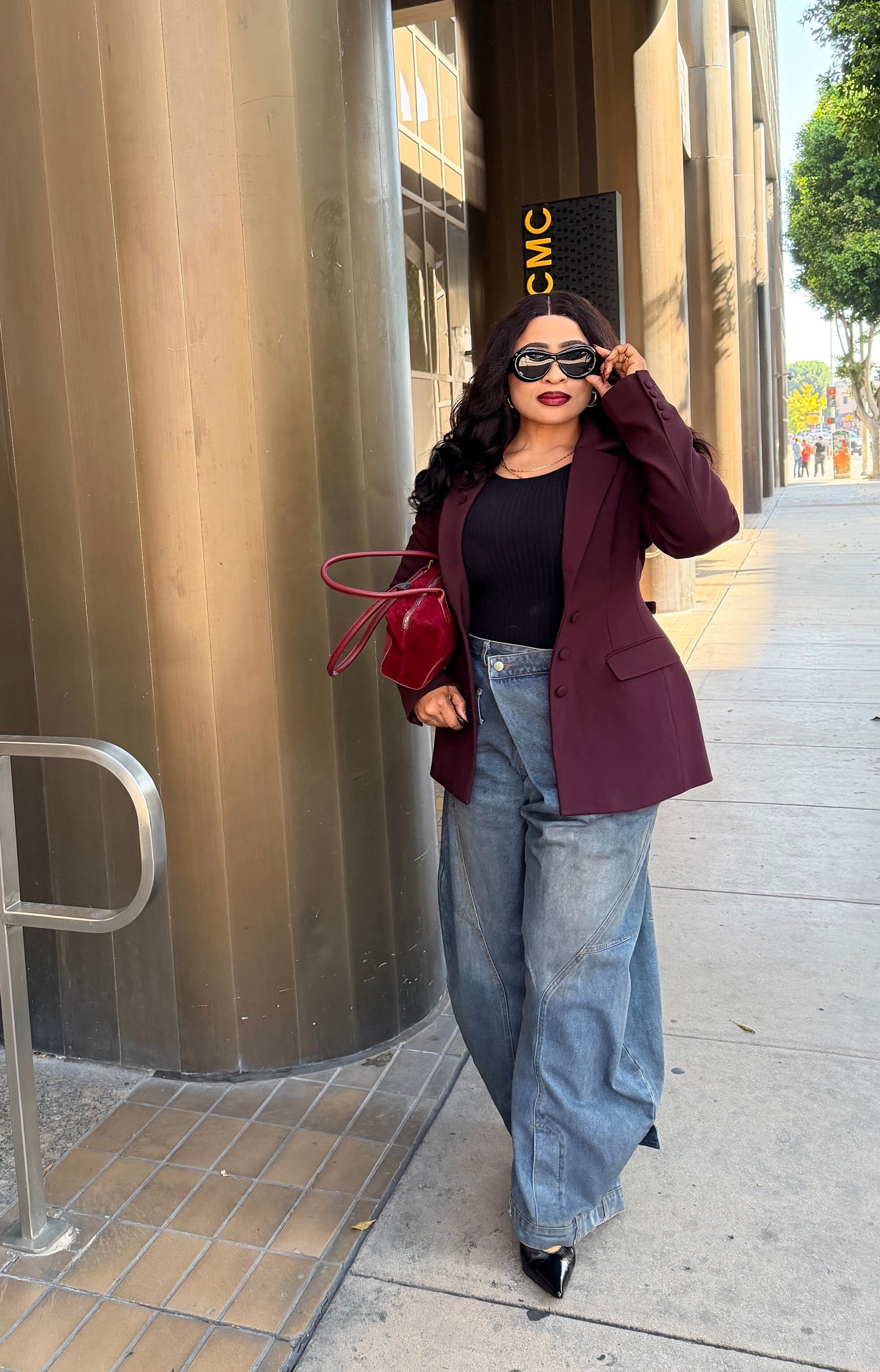 Vintage Washed Denim Wide Pants