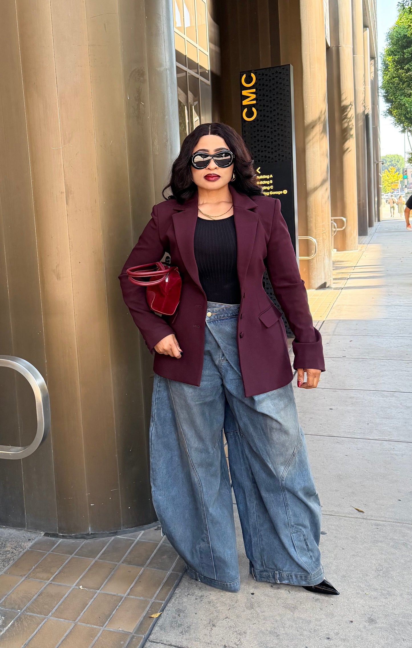 Vintage Washed Denim Wide Pants