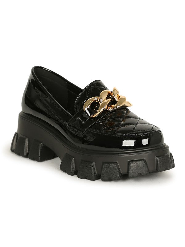 black patent loafers womens