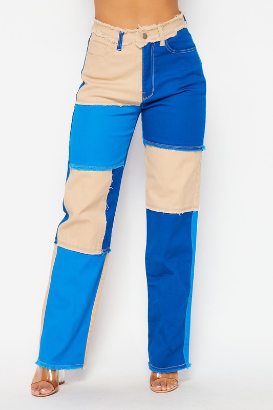 Color Block Patchwork Pants