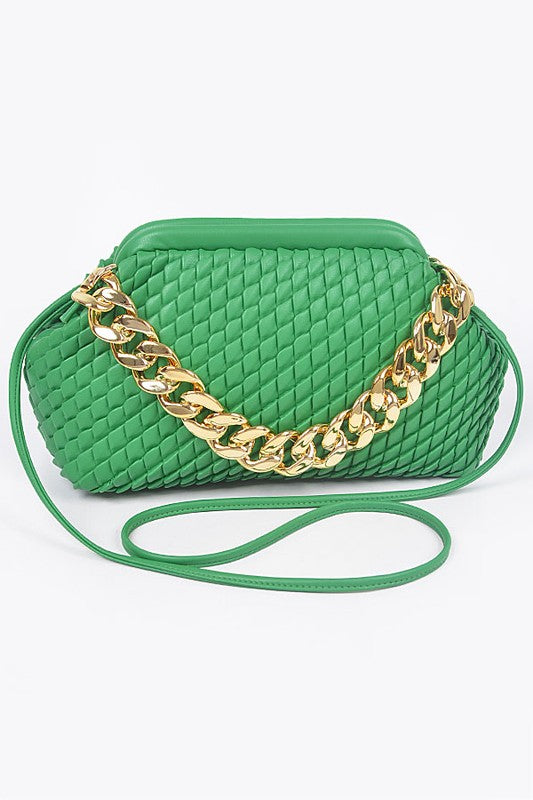 Evans Quilted Heavy Chain Clutch