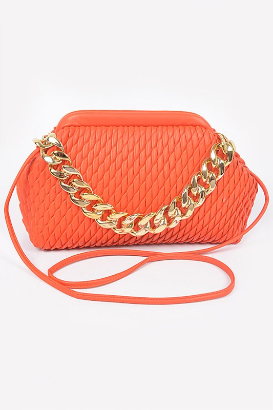 Evans Quilted Heavy Chain Clutch