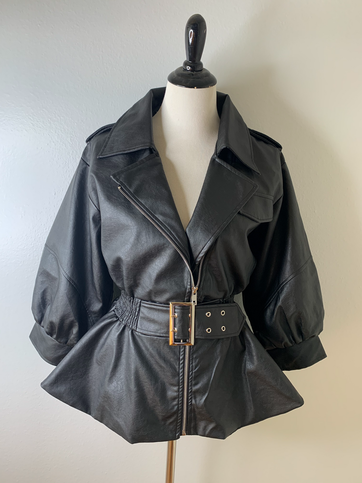 Leather Peplum Jacket | black leather peplum jacket | faux leather peplum jacket