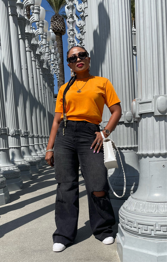 distressed wide leg jeans